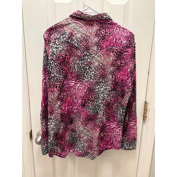 Ariat Women's Pink Leopard Zebra Print Long Sleeve Western Snap Button Shirt L - Picture 6 of 7